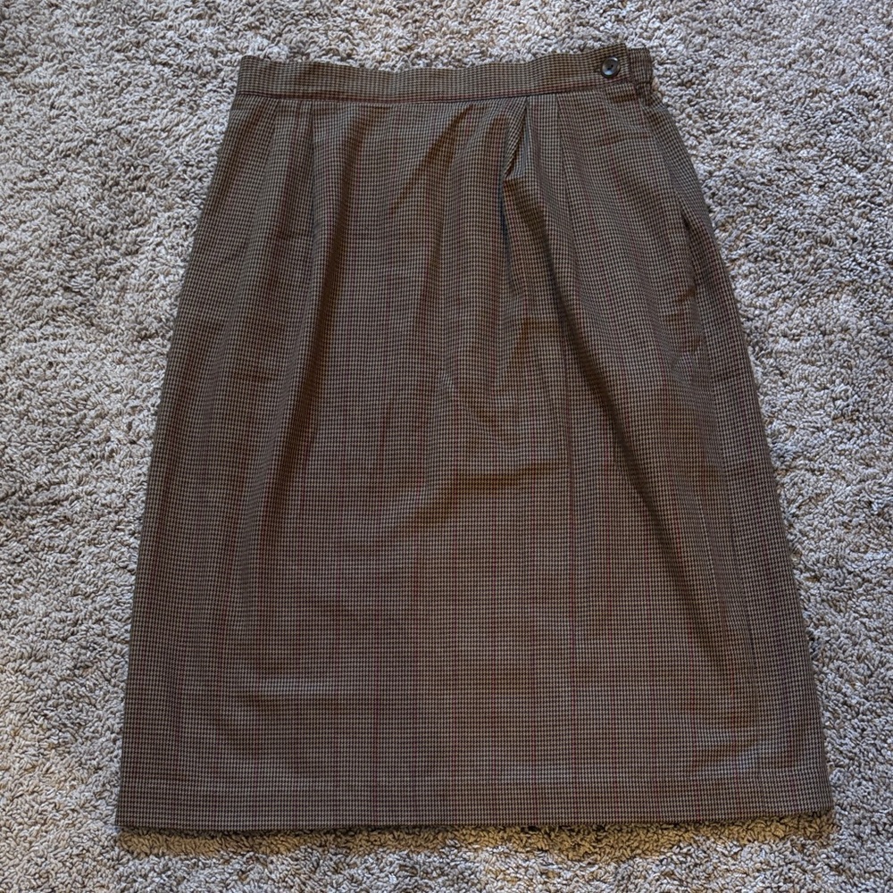 Chic Brown Houndstooth Women's Pencil Skirt